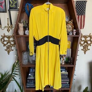 Norma Walters Vintage Yellow Zip Front Long Sleeve Dress size 6